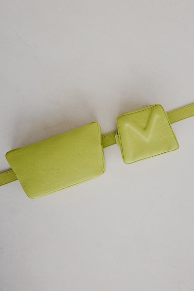 Belt Bag: Belt XL Lime Structured + Trapezium Lime Structured + Mini M Lime Structured