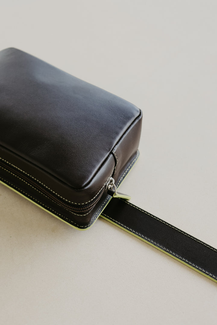 Belt Bag: Belt XL Stitched Ebony / Lime + Trapezium Stitched Ebony / Lime