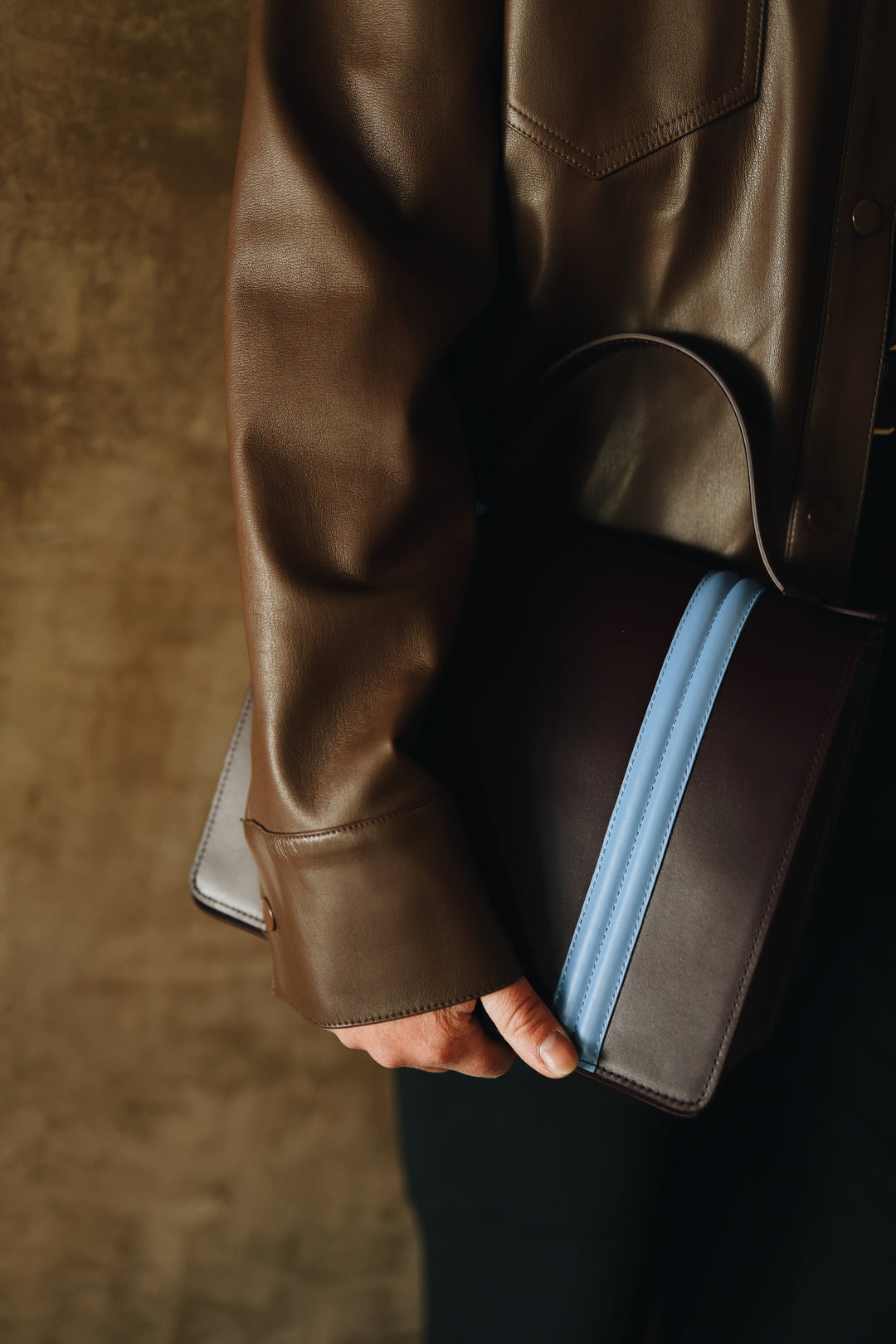 Mini Briefcase Doublé | Burgundy / Bleu Ciel