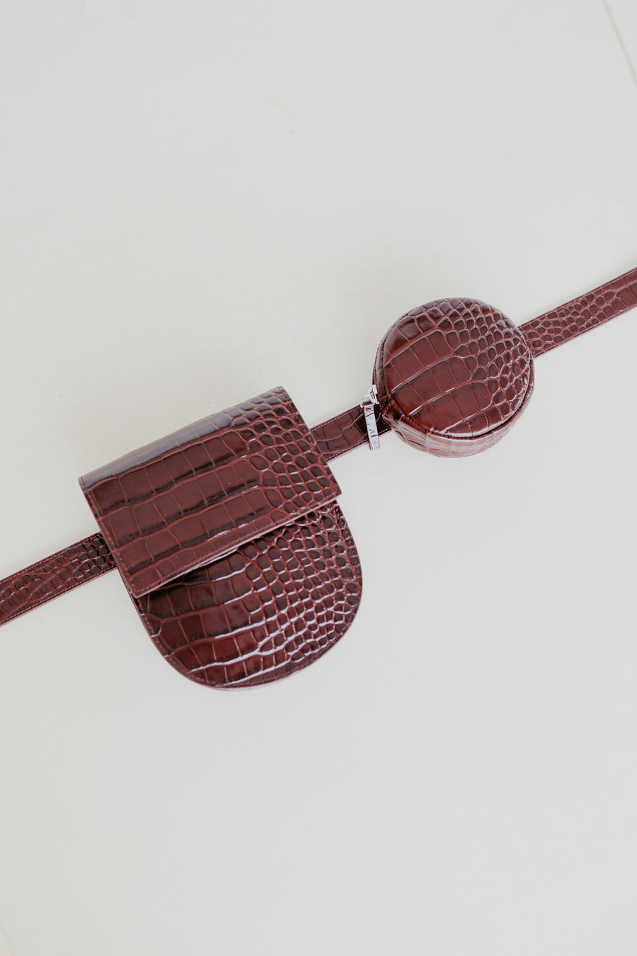 Belt Bag: Belt XL Wine Croco + Half Moon Wine Croco + Pastille Wine Croco