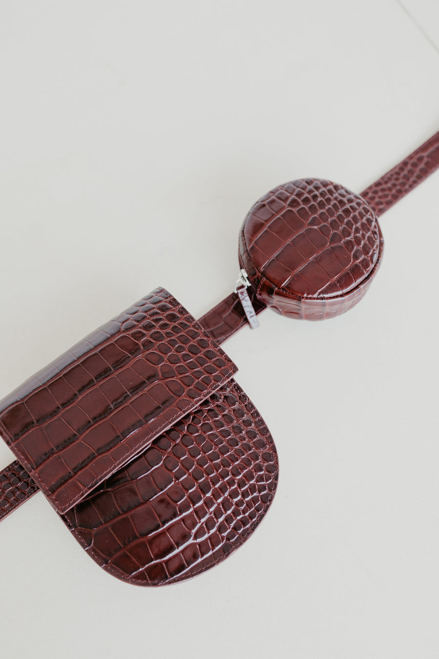 Belt Bag: Belt XL Wine Croco + Half Moon Wine Croco + Pastille Wine Croco