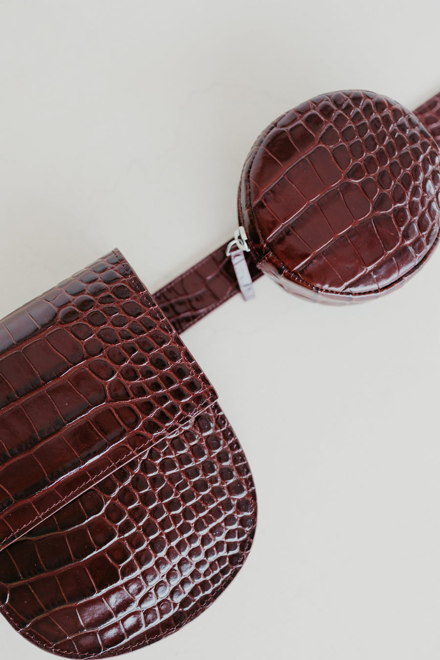 Belt Bag: Belt XL Wine Croco + Half Moon Wine Croco + Pastille Wine Croco