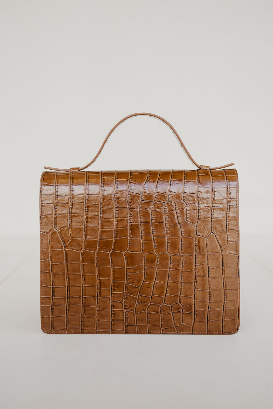 Midi Briefcase 2.0 | Cognac Croco Glans