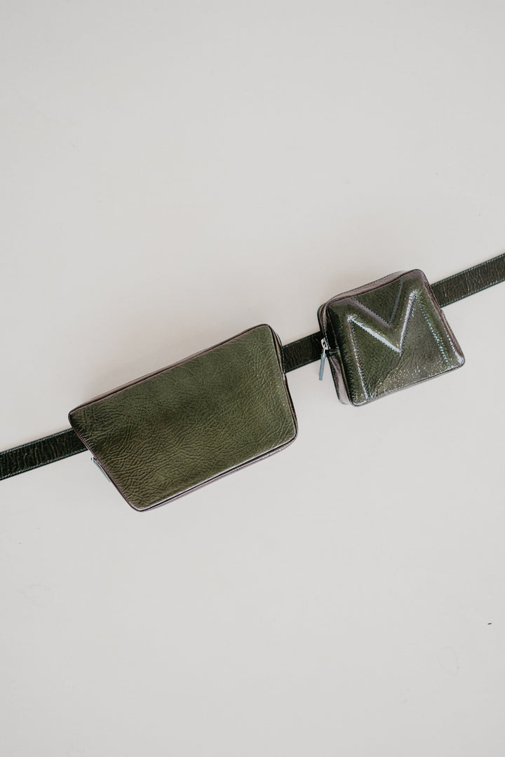 Belt Bag: Belt XL Kiwi Rose Stone + Trapezium Kiwi Rose Stone + Mini M Kiwi Rose Stone