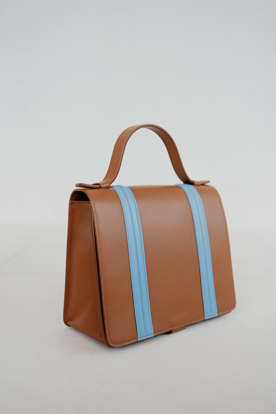 Mini Briefcase Doublé | Cognac / Bleu Ciel