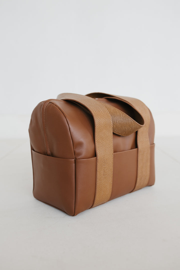 Mini Bowling Bag | Cognac Snake