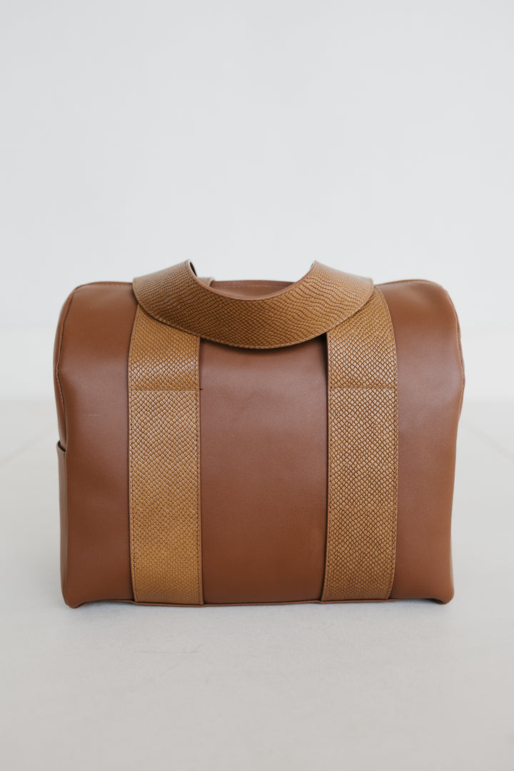 Mini Bowling Bag | Cognac Snake