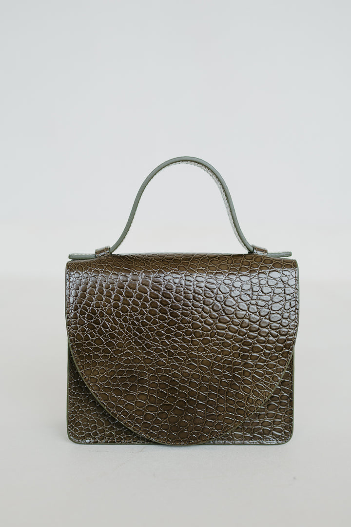 Micro Briefcase | Khaki Little Croco
