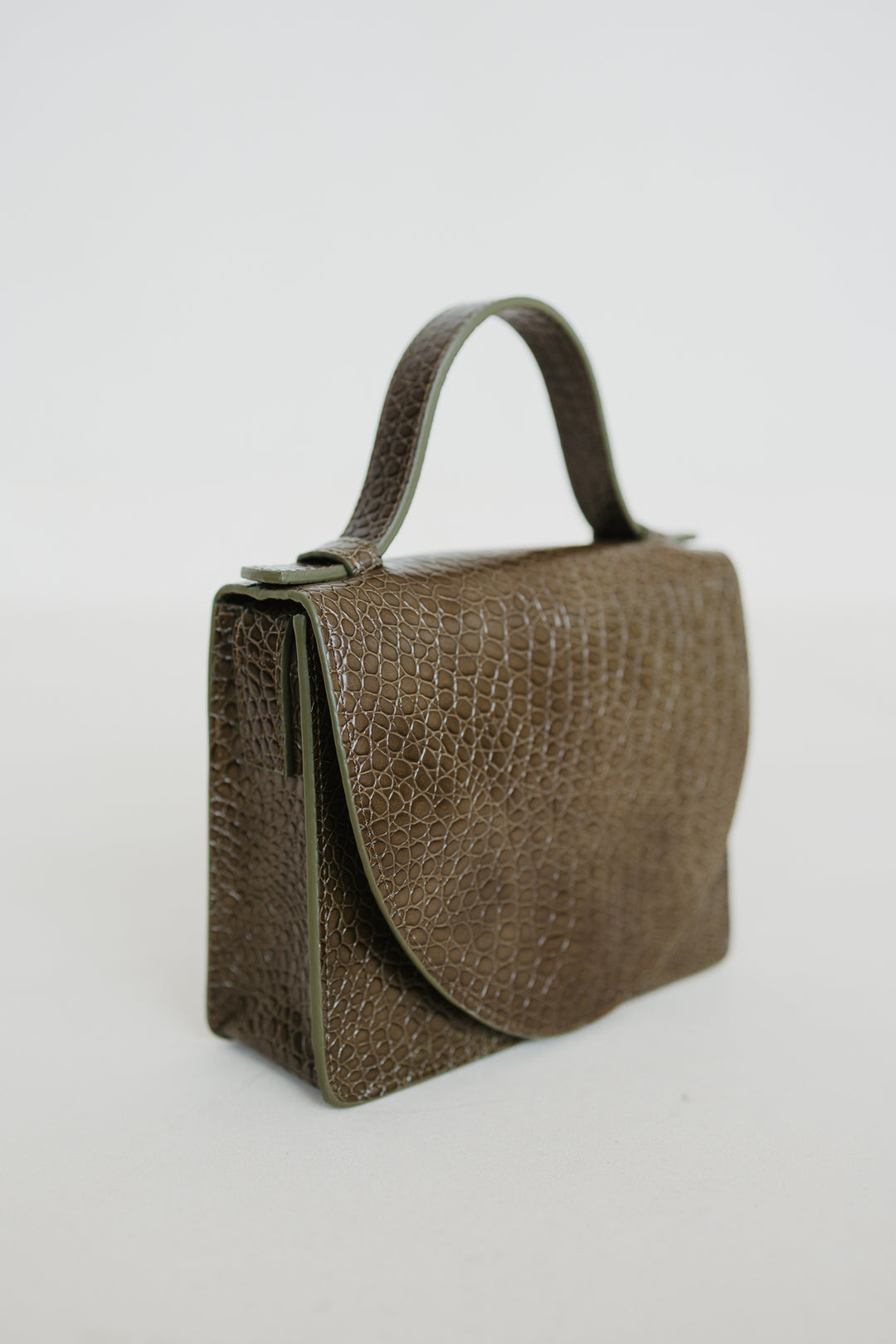 Micro Briefcase | Khaki Little Croco