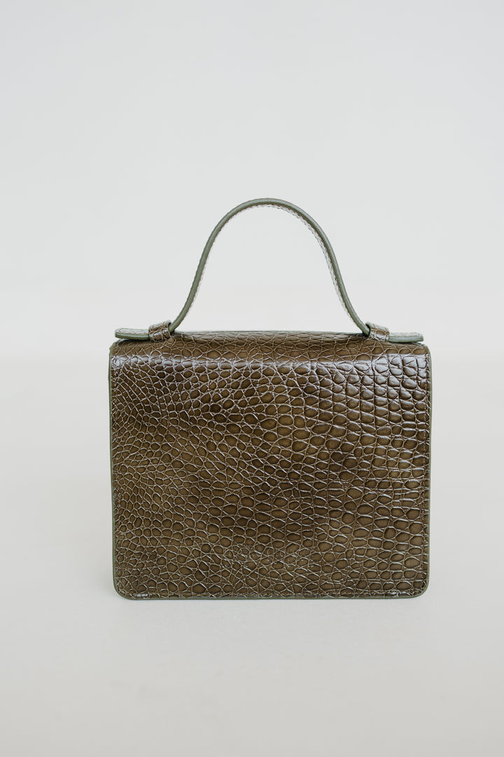 Micro Briefcase | Khaki Little Croco