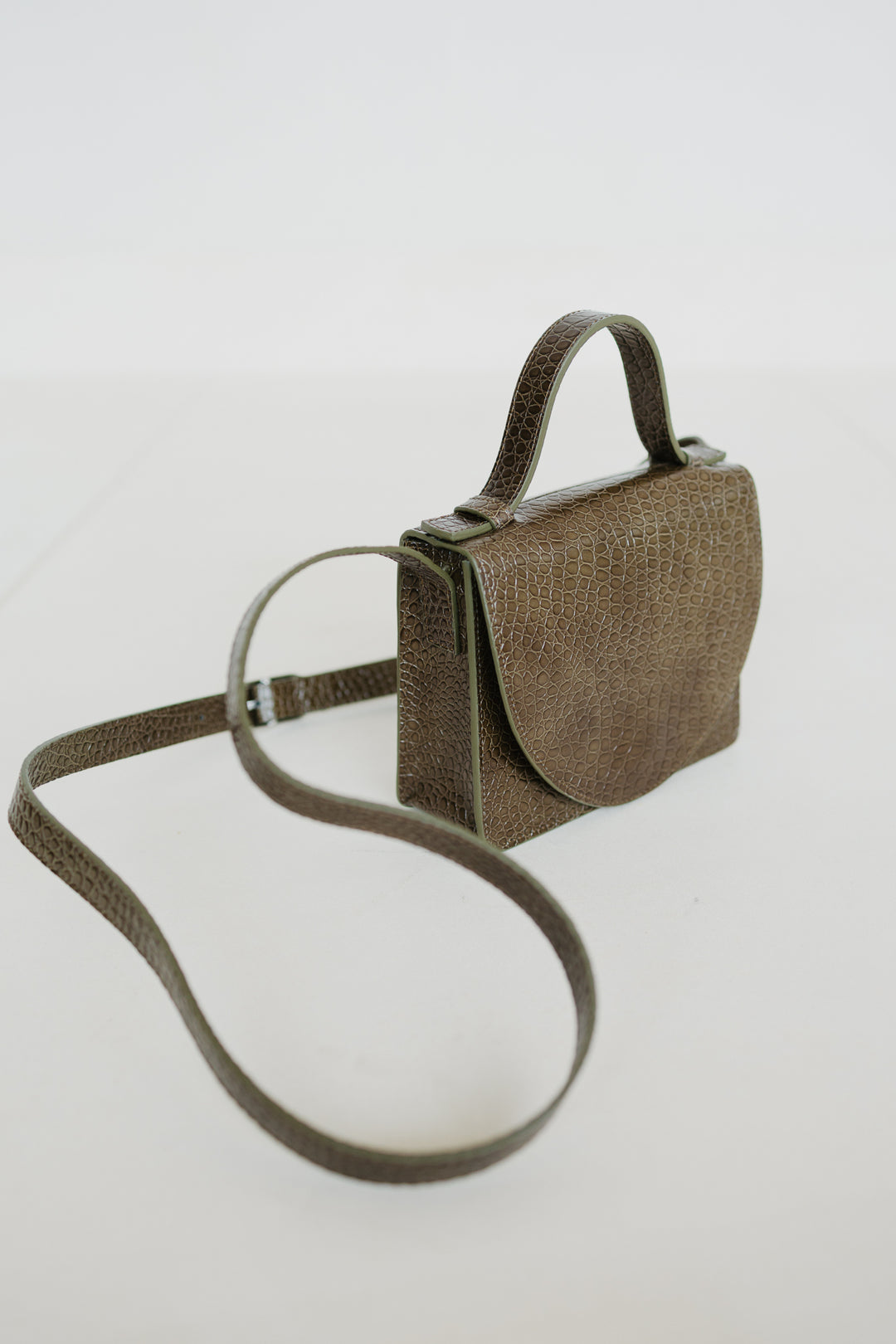 Micro Briefcase | Khaki Little Croco