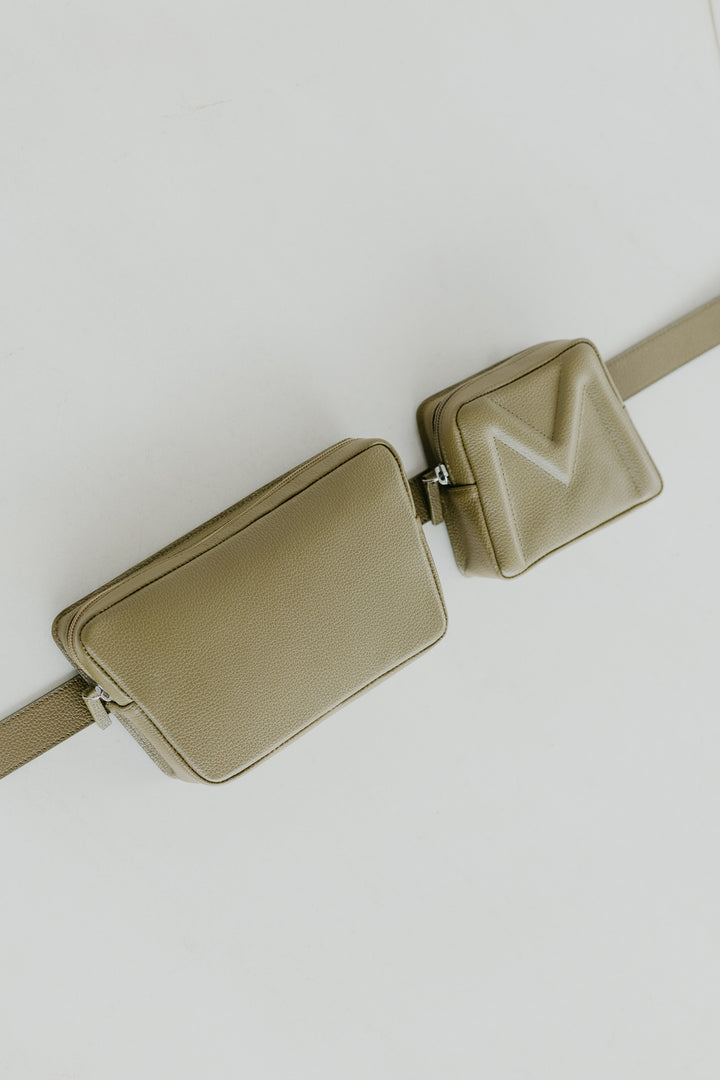 Belt Bag: Belt XL Khaki Structured + Trapezium Khaki Structured + Mini M Khaki Structured