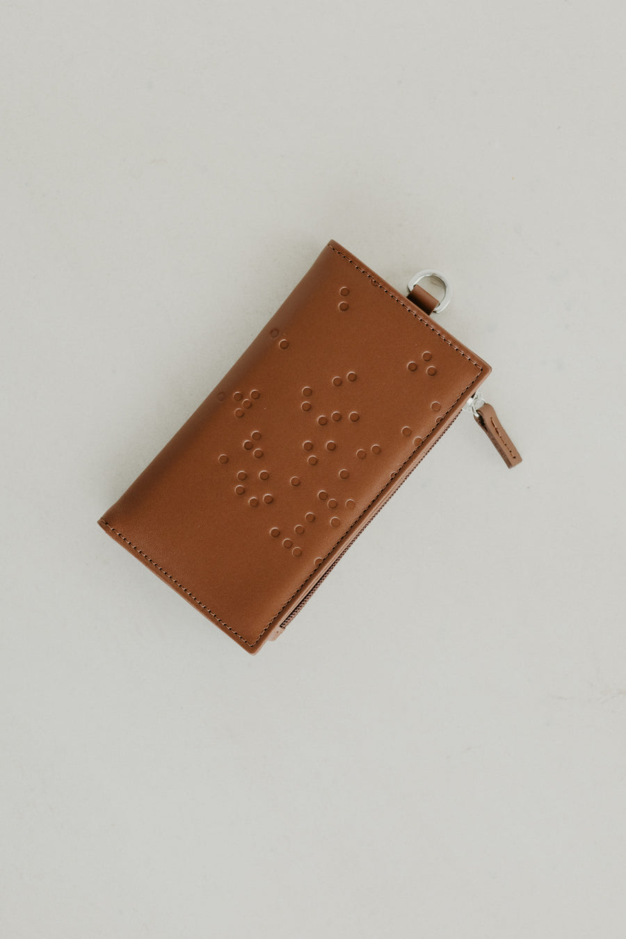 Cardholder Zip Dots | Dark Cognac