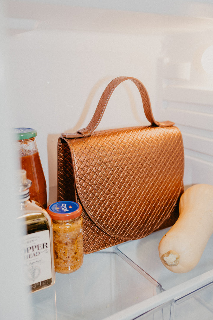 Mini Briefcase | Warm Copper Woven