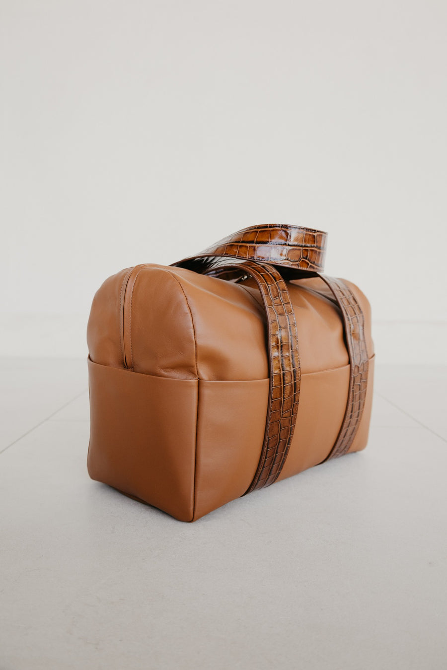 Bowling Bag XL | Cognac / Croco Glans
