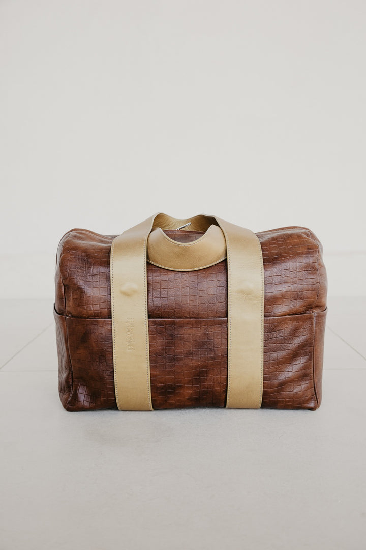 Bowling Bag XL | Cognac / Croco Gold