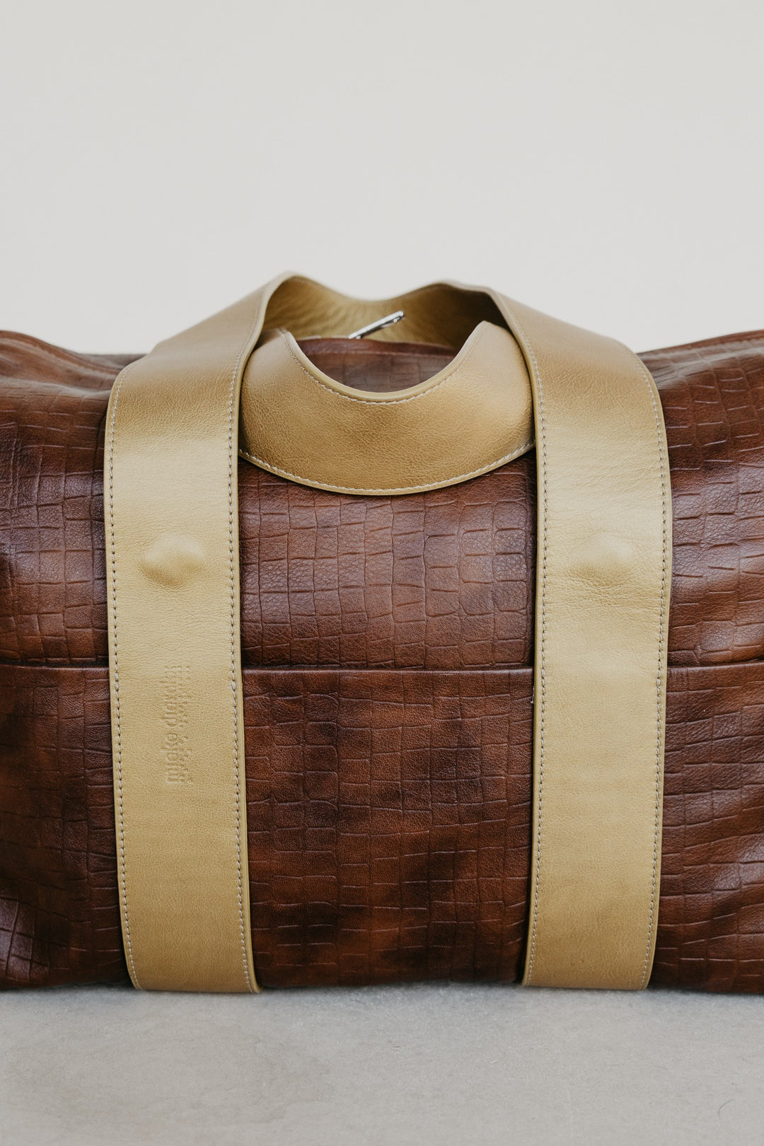 Bowling Bag XL | Cognac / Croco Gold