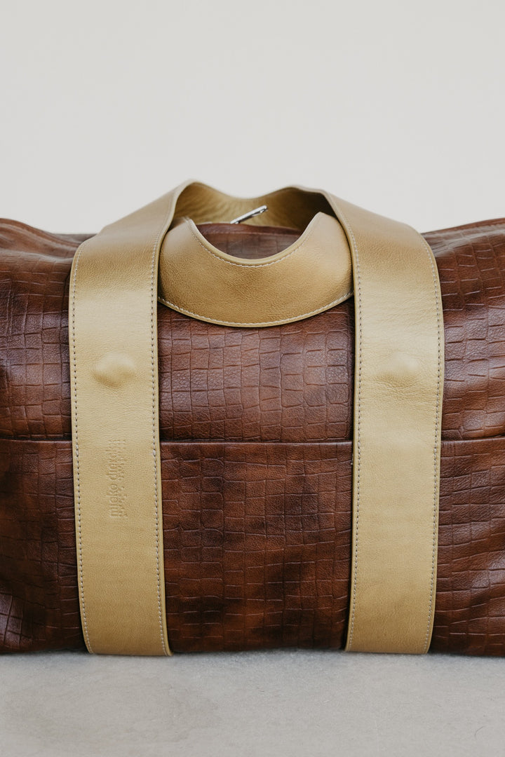 Bowling Bag XL | Cognac / Croco Gold