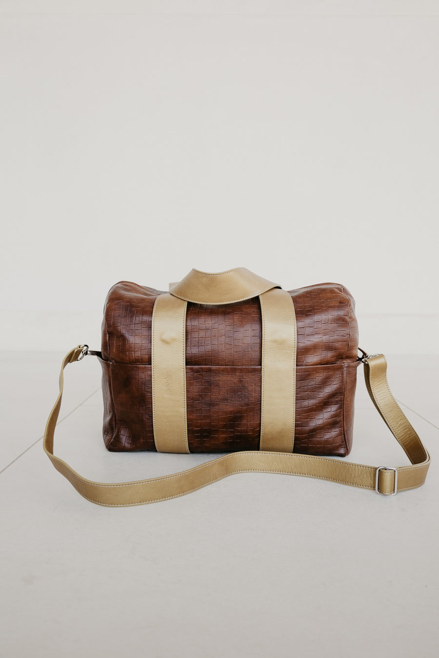 Bowling Bag XL | Cognac / Croco Gold