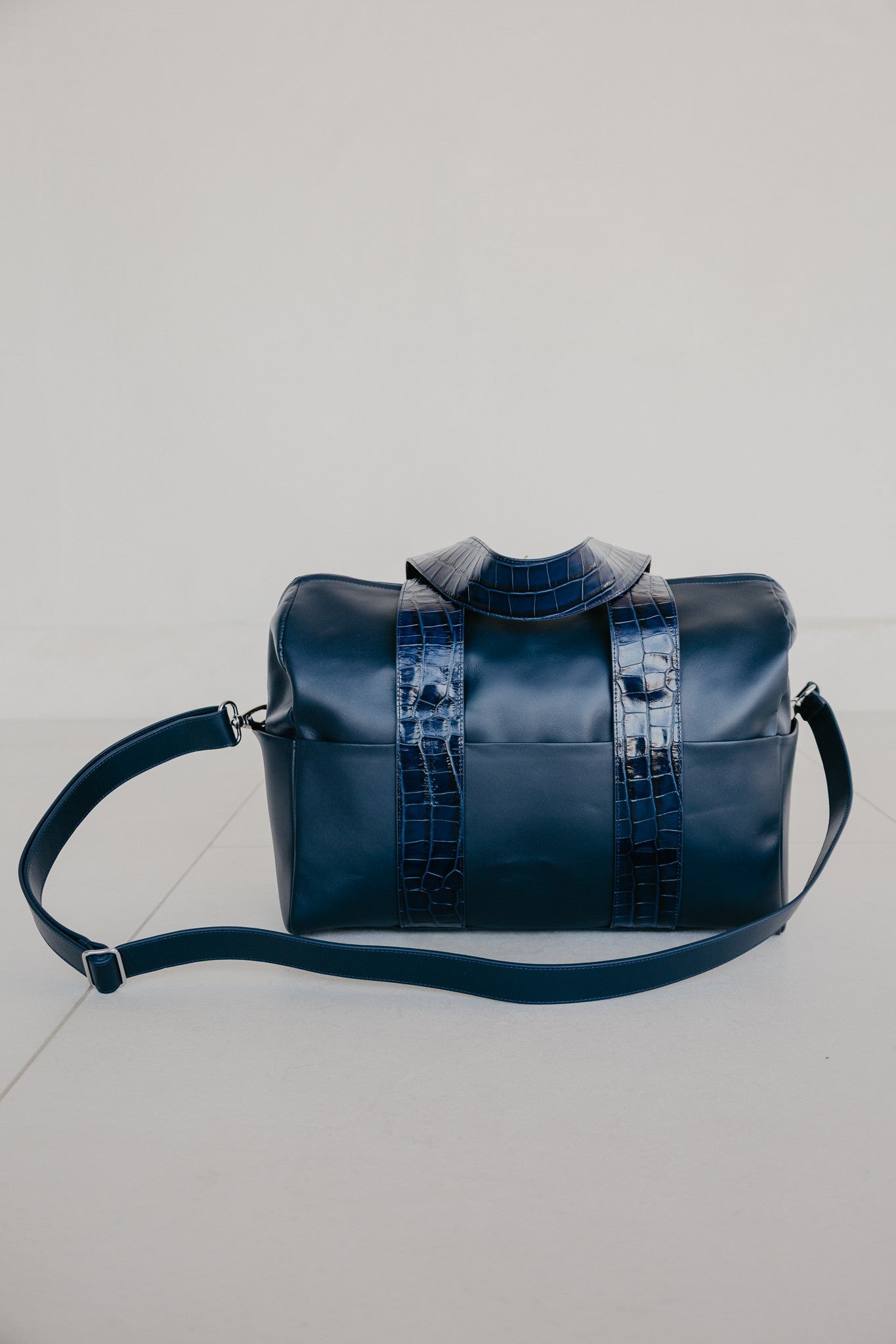 Bowling Bag XL | Marine / Croco – Mieke Dierckx