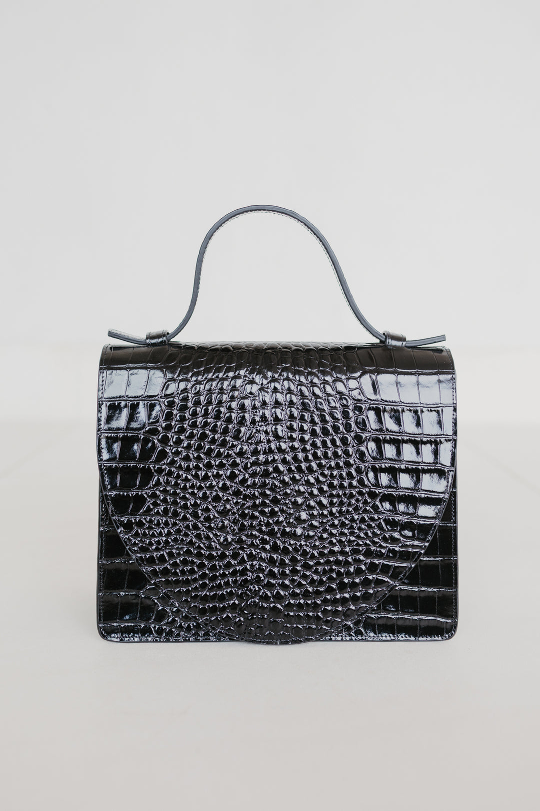 Mini Briefcase | Black Croco Glans
