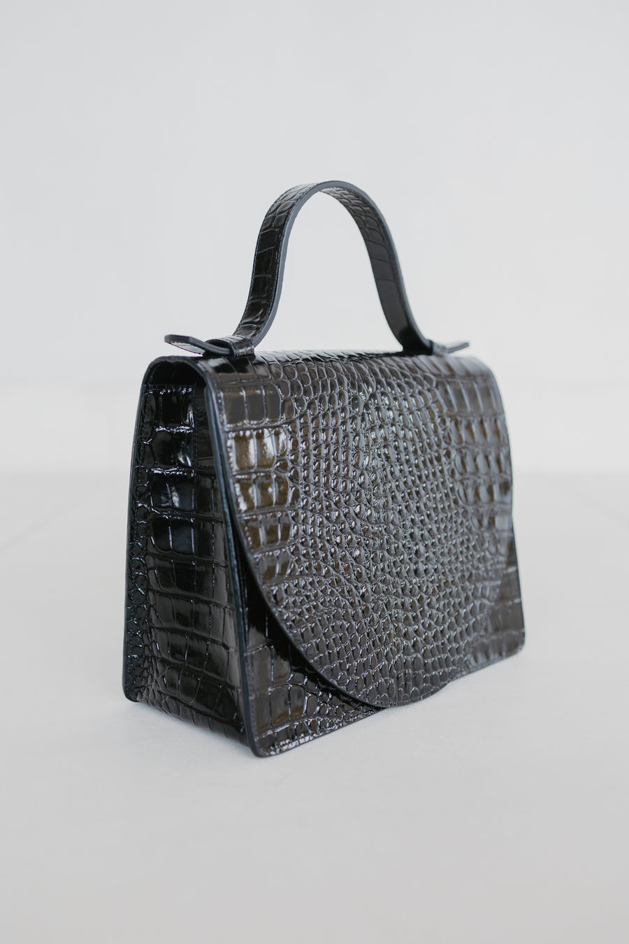 Mini Briefcase | Black Croco Glans