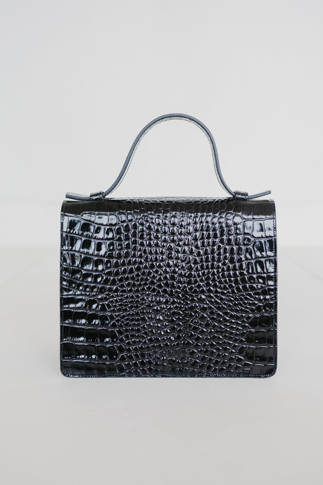Mini Briefcase | Black Croco Glans