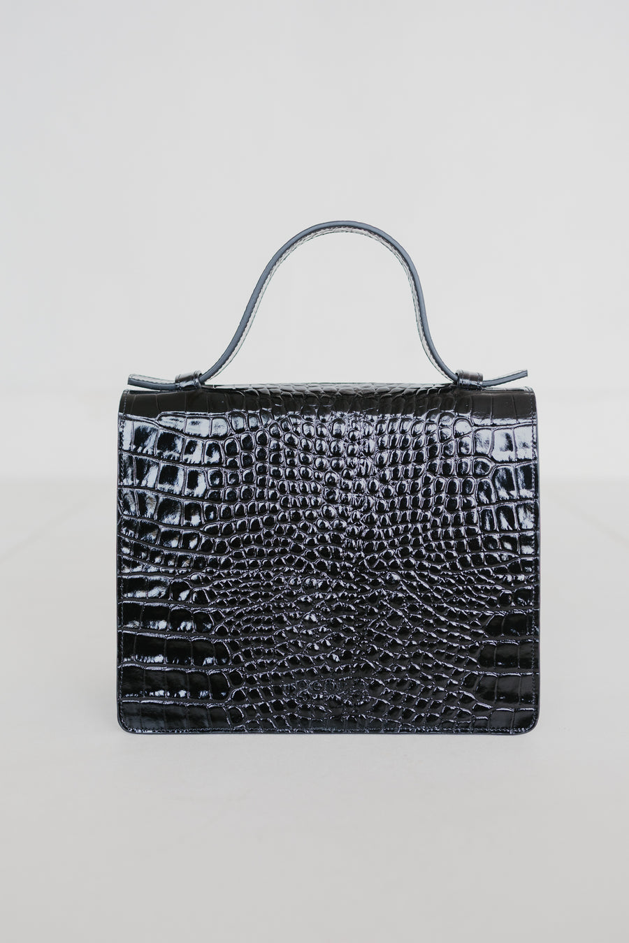 Mini Briefcase | Black Croco Glans
