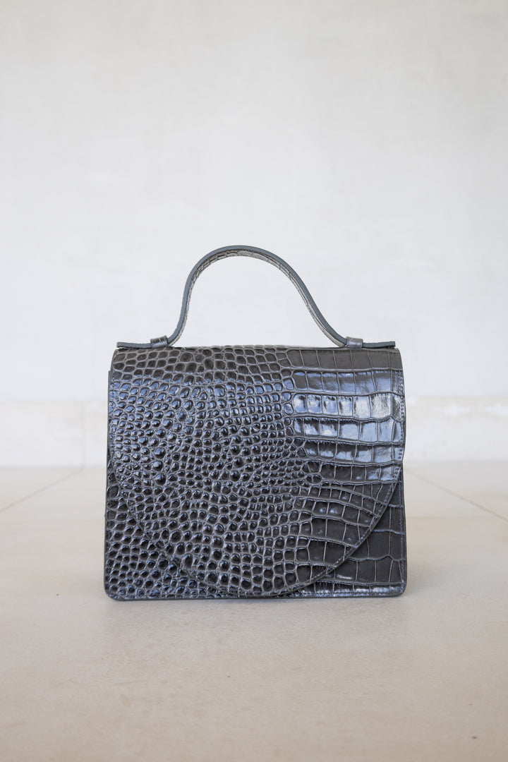 Mini Briefcase | Antracite Croco