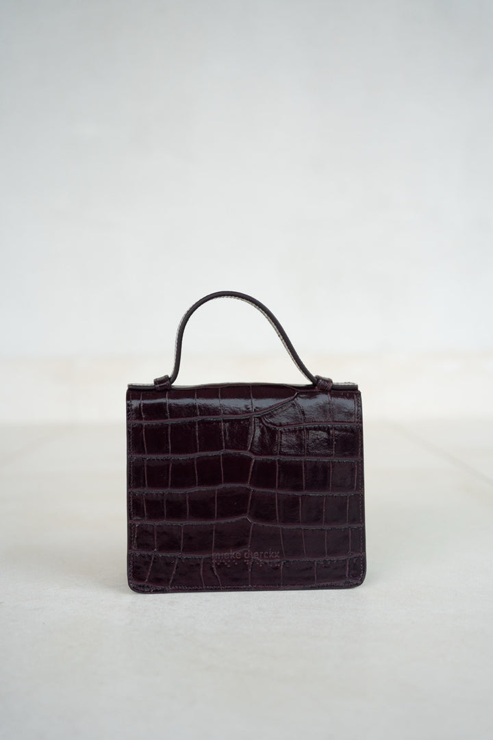 Micro Briefcase | Burgundy Croco