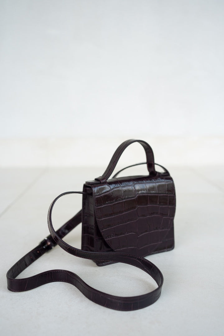 Micro Briefcase | Burgundy Croco