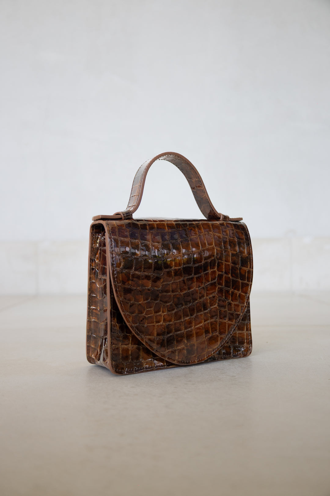 Micro Briefcase | Cognac Nacre Croco