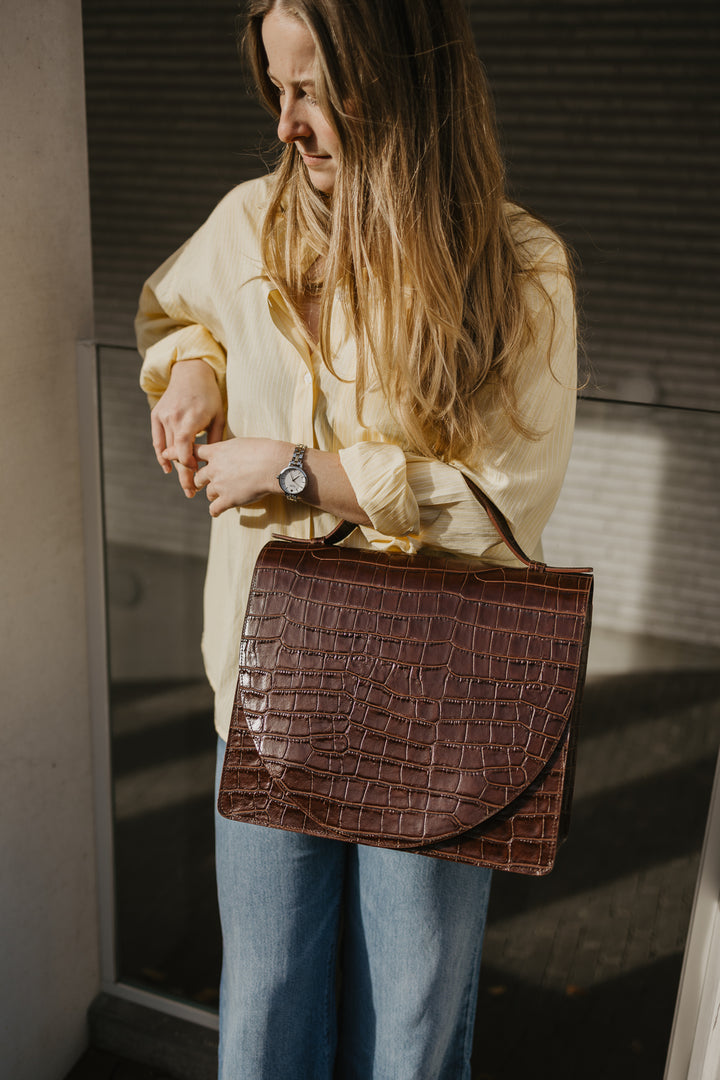 Midi Briefcase 2.0 | Chocolate Croco