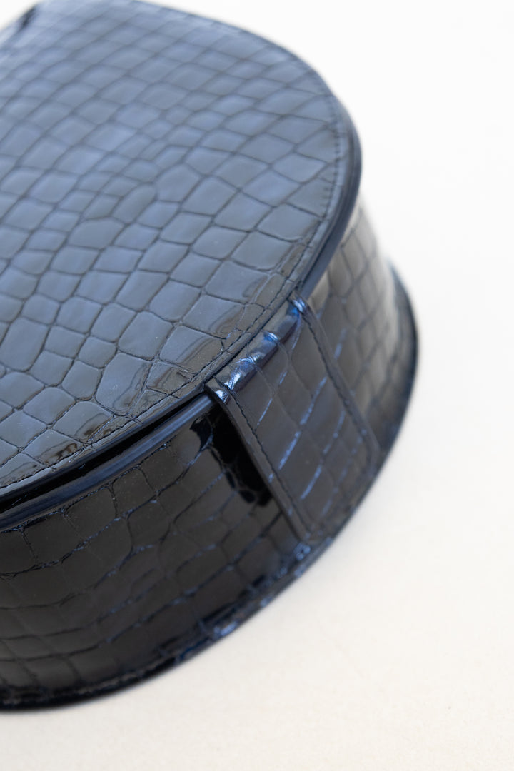 Single Saddle | Night Blue Nacre Croco