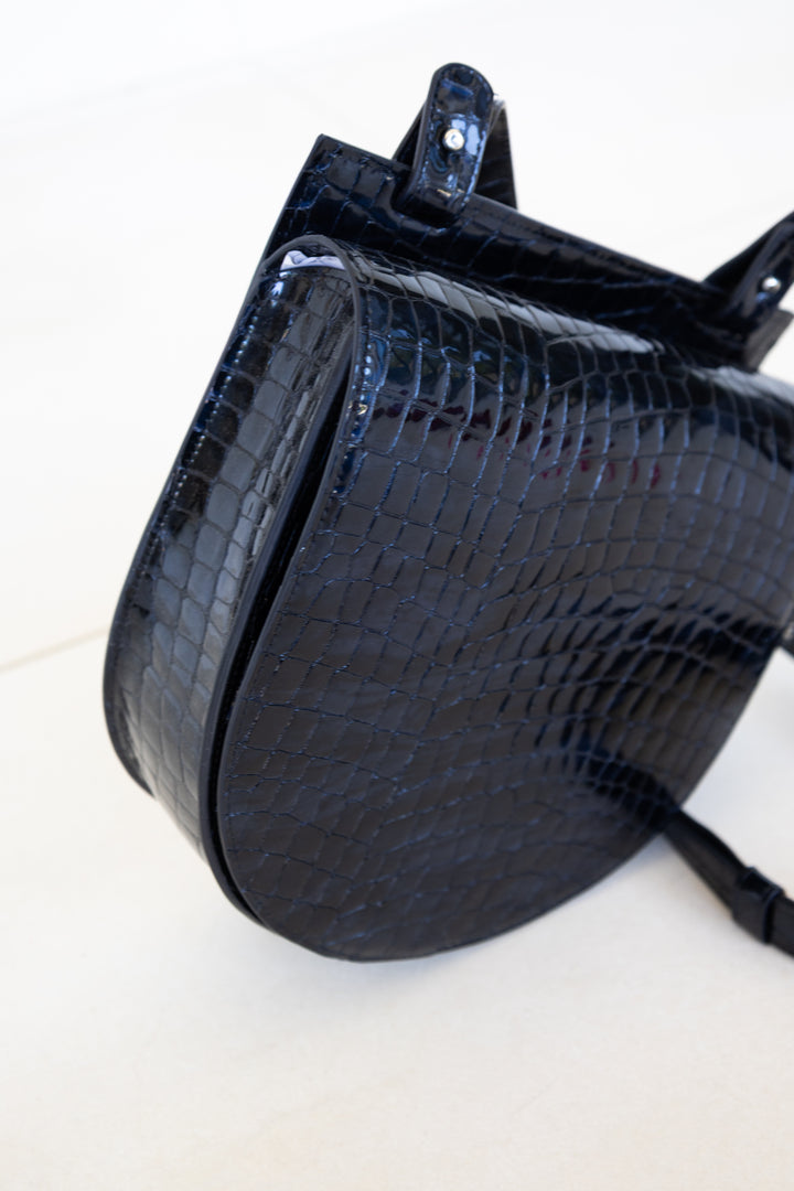 Single Saddle | Night Blue Nacre Croco