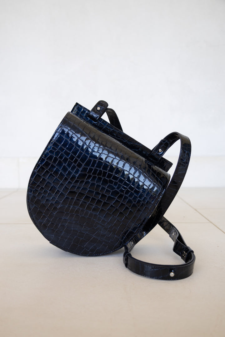 Single Saddle | Night Blue Nacre Croco