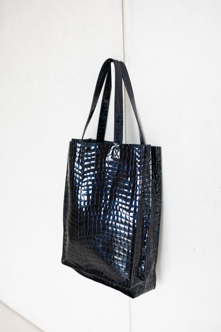 Double Shopper | Night Blue Nacre Croco