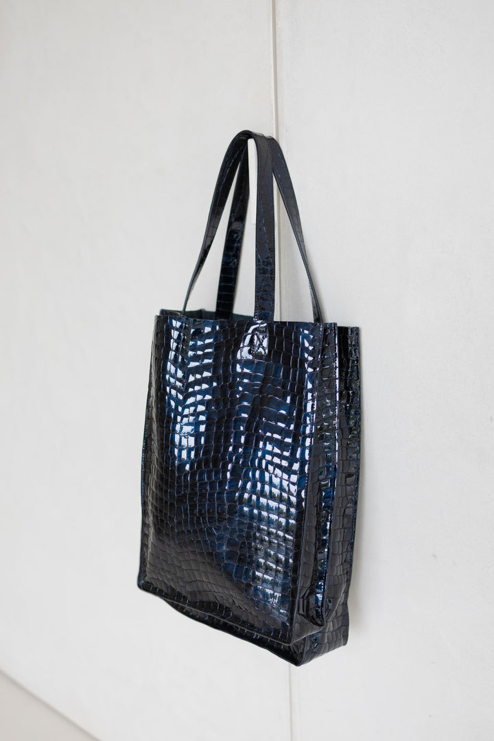 Double Shopper | Night Blue Nacre Croco