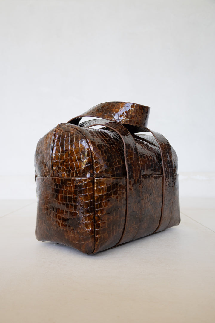 Bowling Bag XL | Cognac Nacre Croco