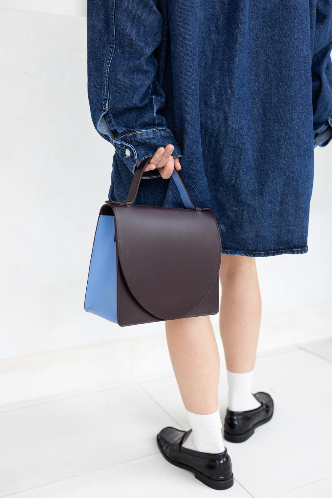 Mini Briefcase | Burgundy / Bleu Ciel