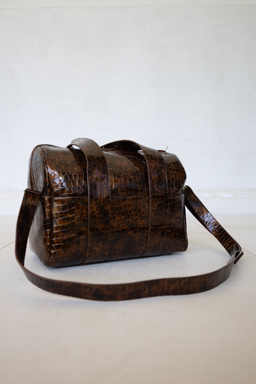 Bowling Bag XL | Cognac Nacre Croco