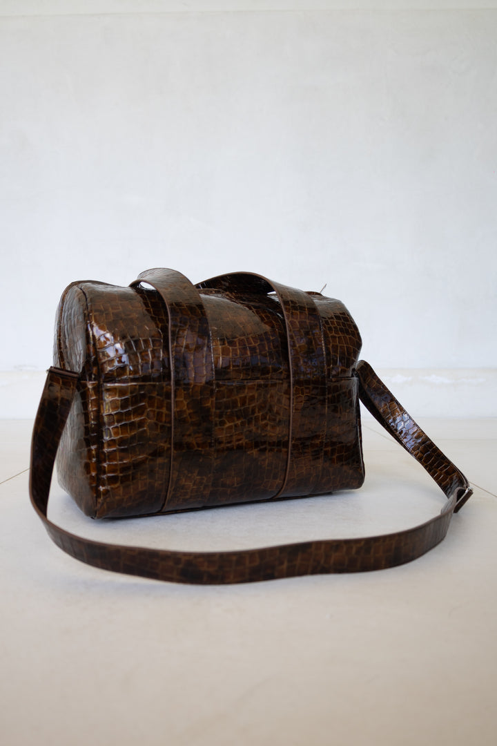 Bowling Bag XL | Cognac Nacre Croco