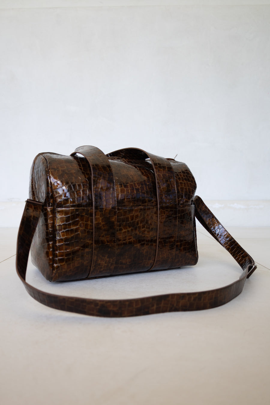 Bowling Bag XL | Cognac Nacre Croco