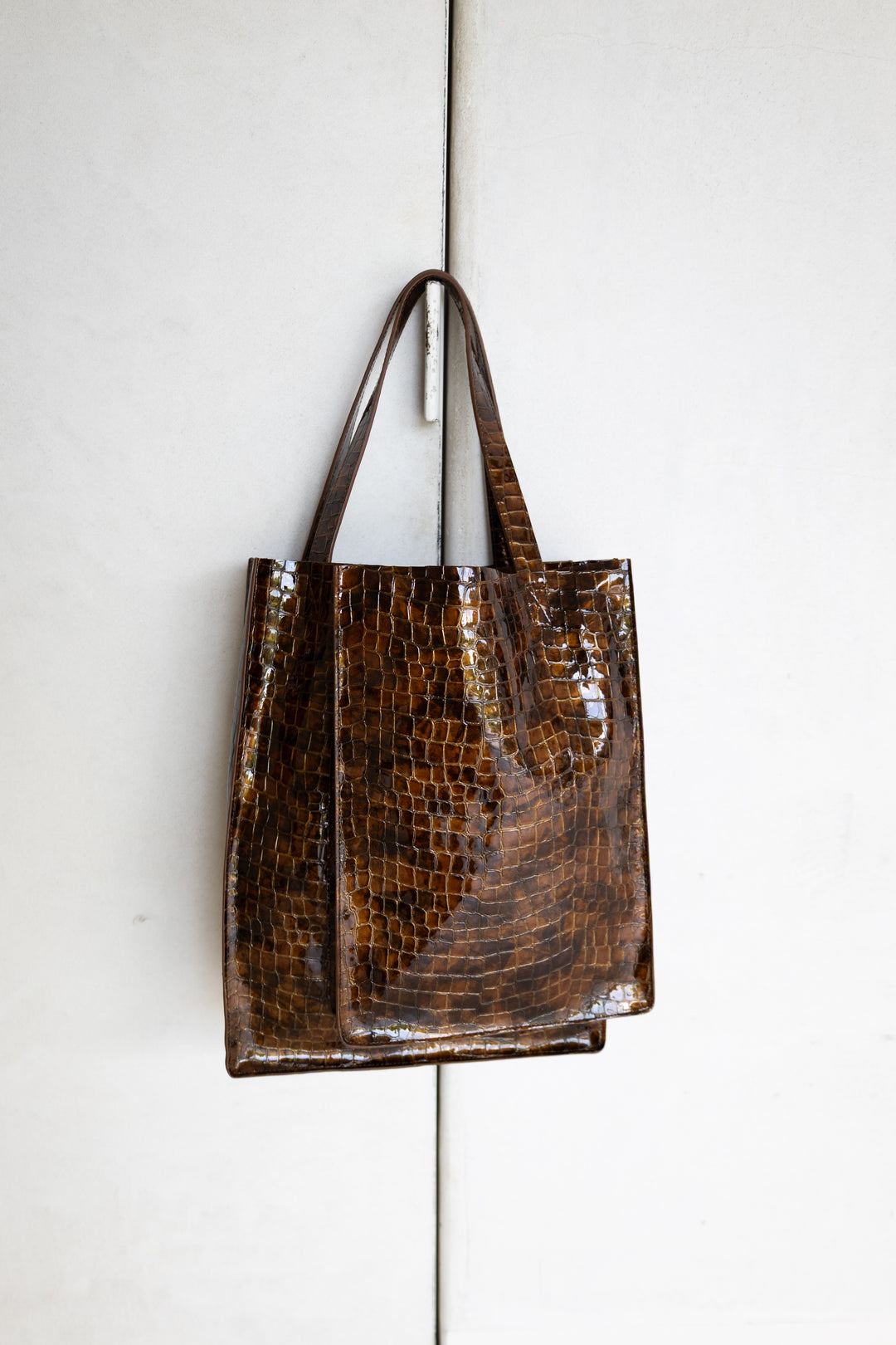 Double Shopper | Cognac Nacre Croco