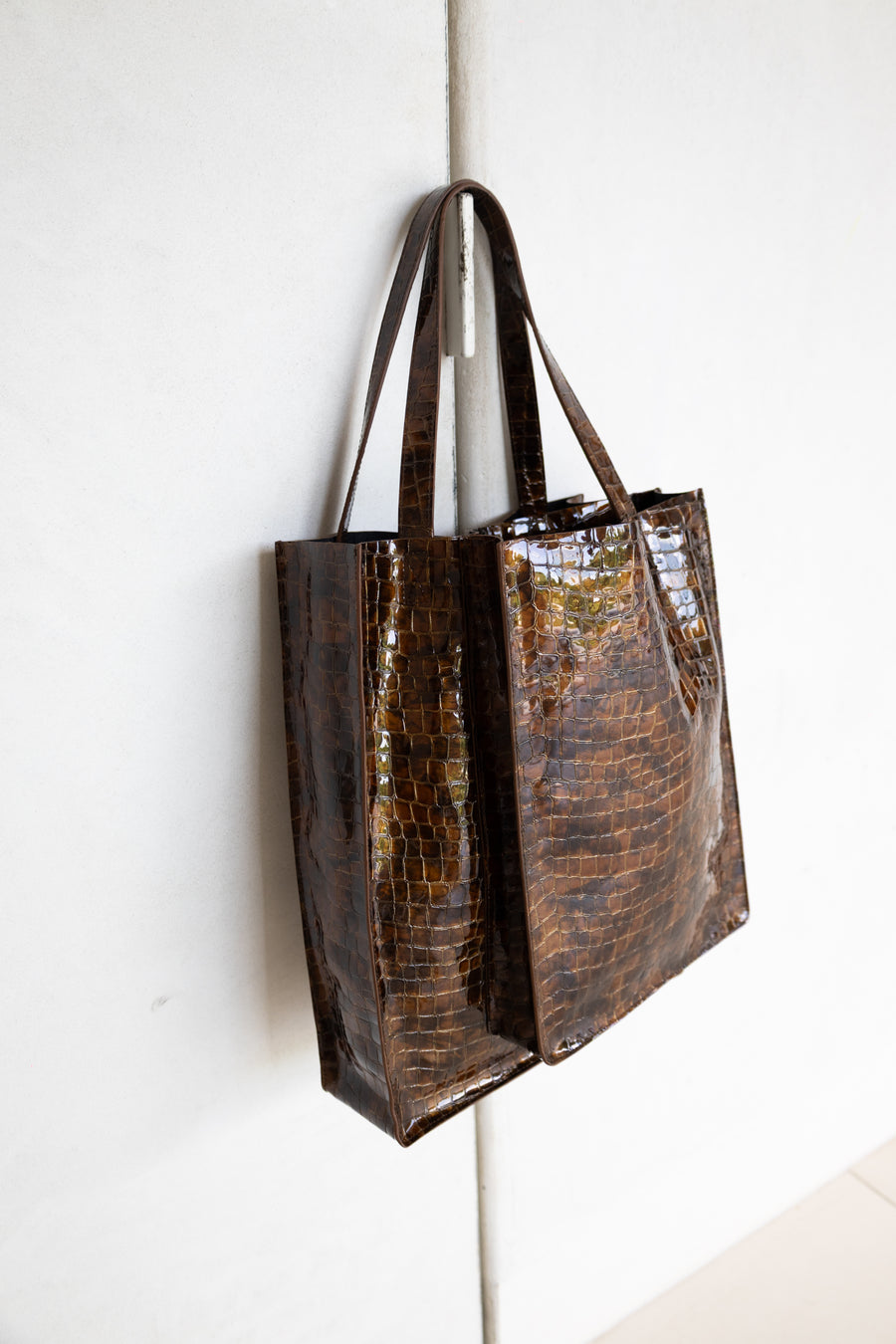 Double Shopper | Cognac Nacre Croco