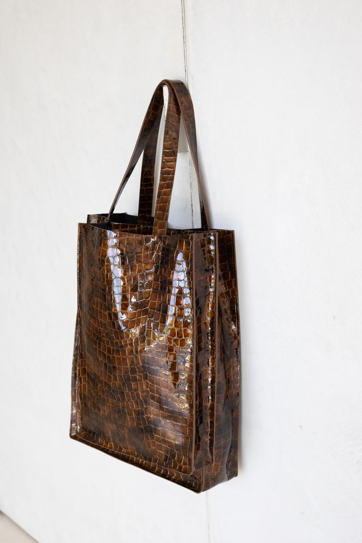 Double Shopper | Cognac Nacre Croco