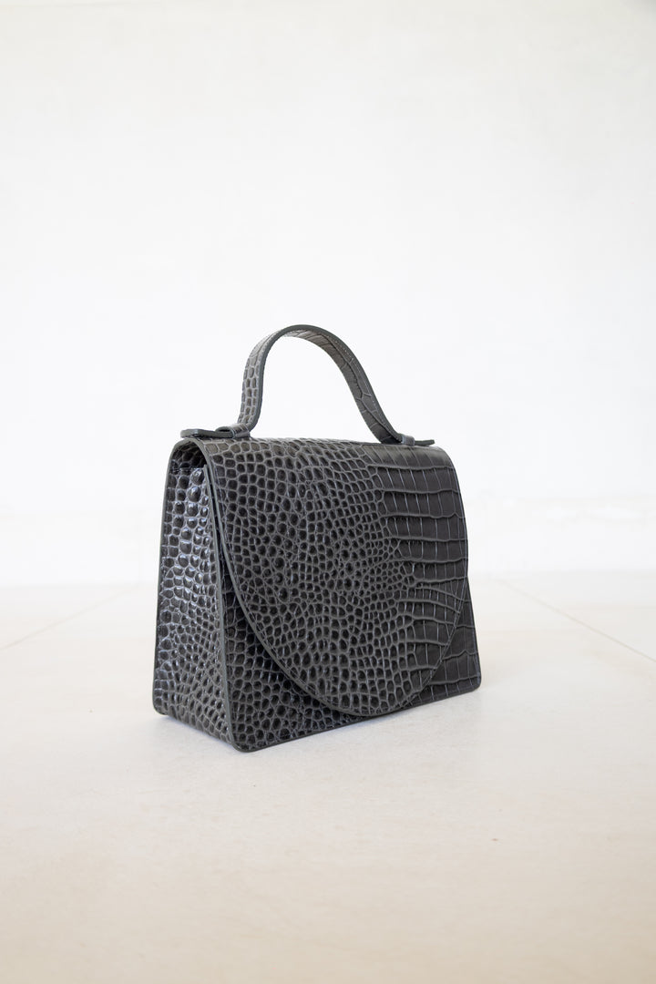 Mini Briefcase | Antracite Croco