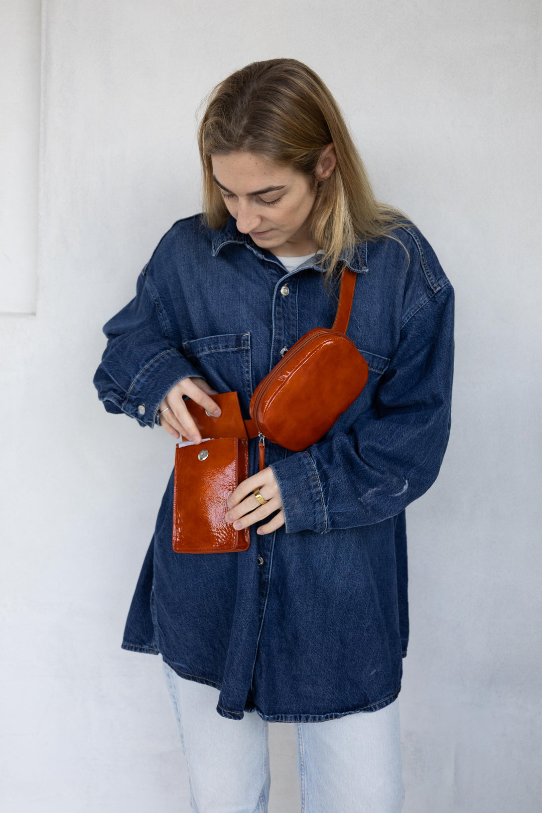 Belt Bag: The Belt XL Terracotta Stone + Oval Belt Terracotta Stone + Rectangle Terracotta Stone