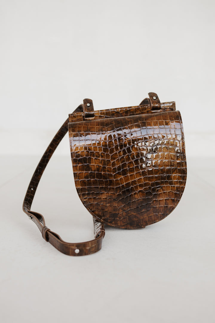 Single Saddle | Cognac Nacre Croco