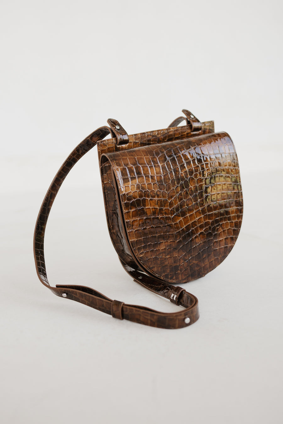 Single Saddle | Cognac Nacre Croco